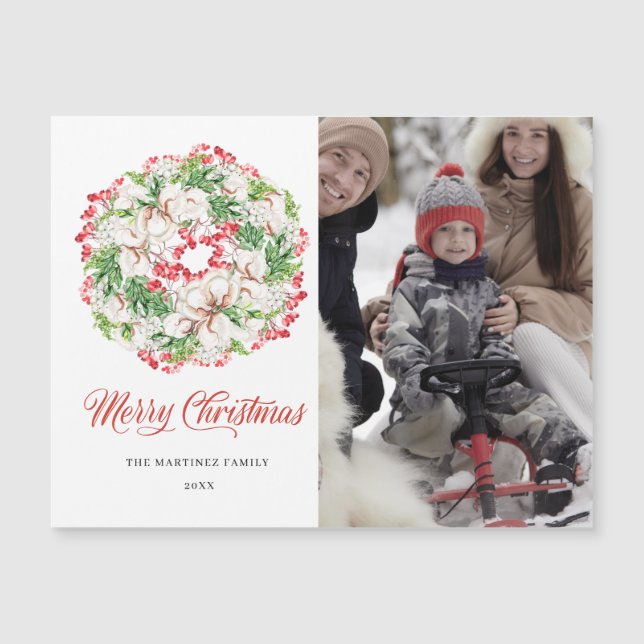 PHOTO Wreath Christmas Magnetic Card (Cartão magné (Frente)