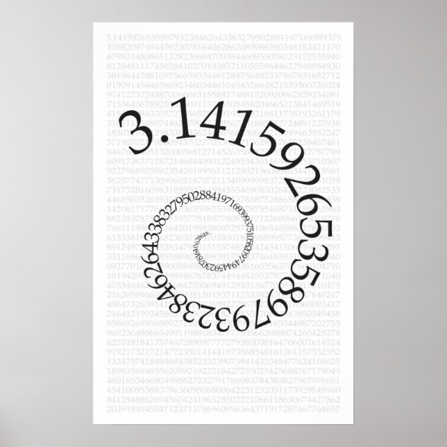 Pi e dígitos em espiral - Poster de matemática (Frente)