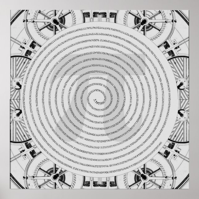 Pi em uma espiral para 2.210 dígitos na Poster da  (Frente)