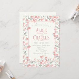 Pia Floral e Creme Convite para Casamento de Erva