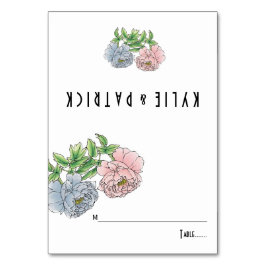 Pia pastel rosa, cartão azul de escolta floral