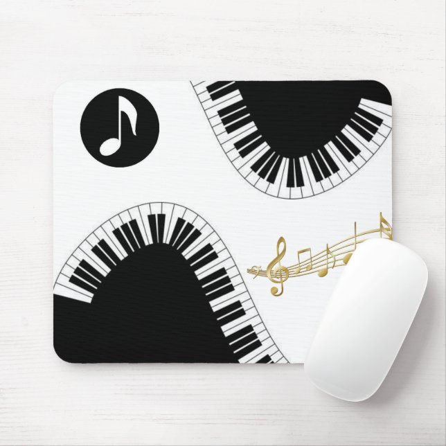 Piano Black White Music Notes Mouse Pad! Mousepad (Com mouse)