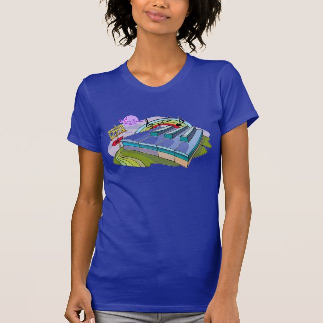 Piano Colorido Keys Lapis Blue Fine Jersey T-Shirt (Frente)