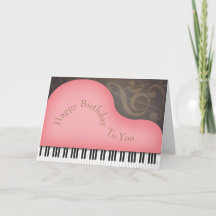 Piano de Cauda Rosa Bonito Personalizado Cartão Gr