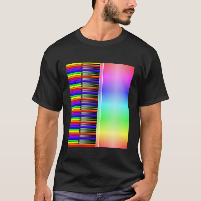 Piano do teclado - Arco-Íris T-Shirt (Frente)