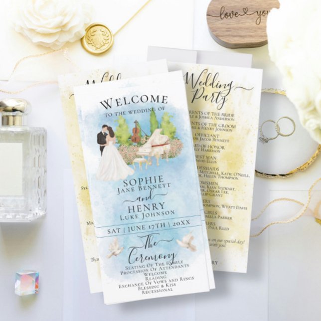 Piano Elegante |Programa de Casamento de Luxo Viol (Criador carregado)