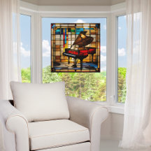 Piano Faux StainGlass Elegante