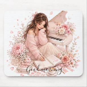 Piano Floral Mouse Pad para Música