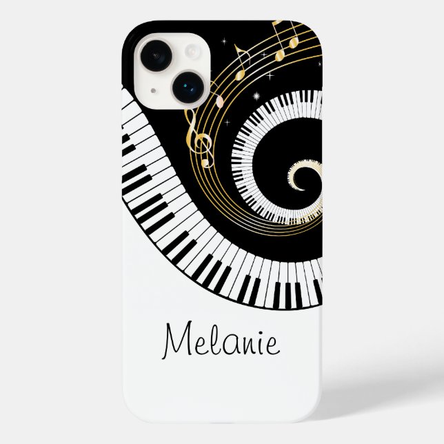 Piano Keys e Dourado Music Notes Galaxy Case (Verso)