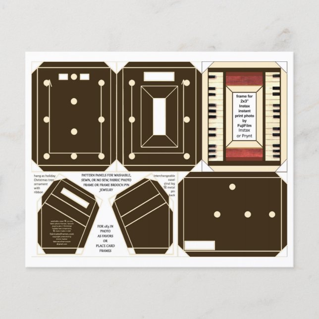 Piano Keys Frame Pin Ornament 2x3" (Frente)