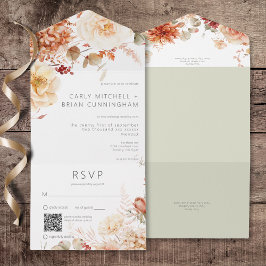 Picar Queda Rust e Blush Boho Floral Código QR