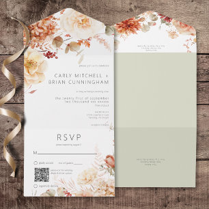 Picar Queda Rust e Blush Boho Floral Código QR