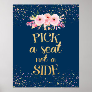 Picareta do poster do casamento Seat não um ouro