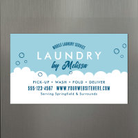Pick-Up Laundry Service Blue & White Magnetic Card