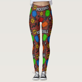 Pickleball Art Burst Grafite Leggings