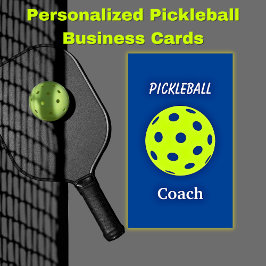 Pickleball Coach Blue Yellow Cartão de visita
