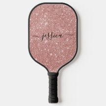 pickleball com nome de script dourado rosa