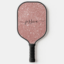pickleball com nome de script dourado rosa