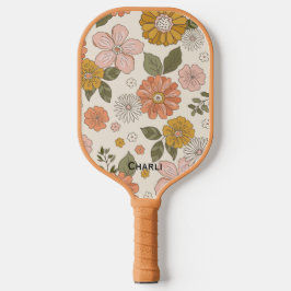 Pickleball Floral Personalizado Paddle Belo Retrov