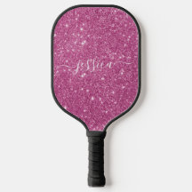 Pickleball paddle com nome de script de brilho ros