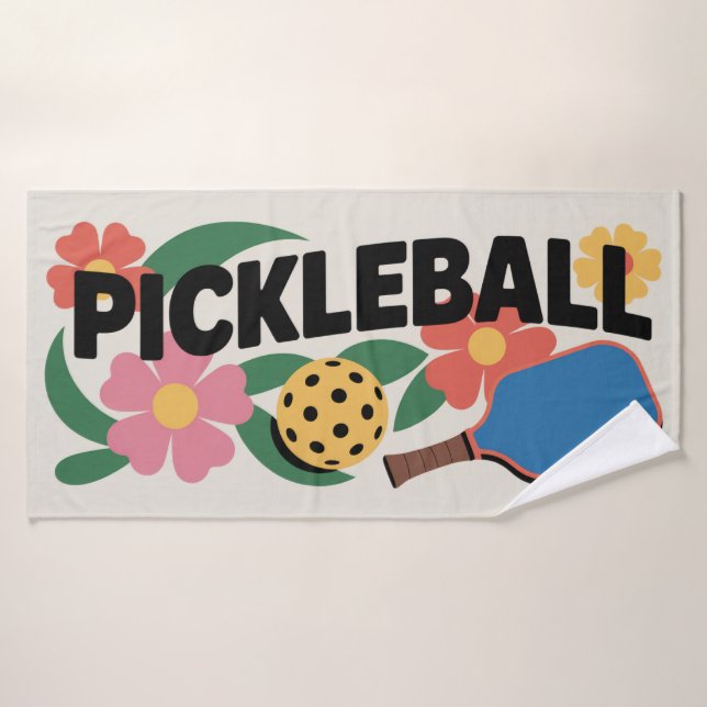 Pickleball Paddle E Toalha De Esportes Florais De  (Toalha de Banho)