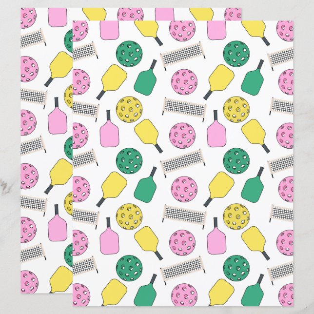 Pickleball Scrapbook Paper (Frente/Verso)