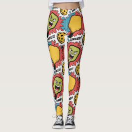 Pickleball SMASH WHIFF Comic Burst Leggings Dinked