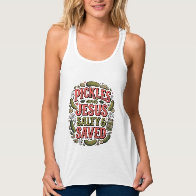 Pickles e Jesus Salty Saved Camisa Vintage Design (Frente)