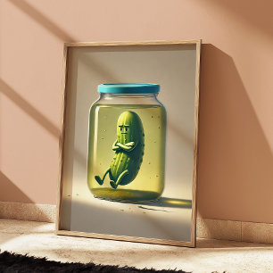 Picles engraçados numa Impressão de Arte Jar Retro