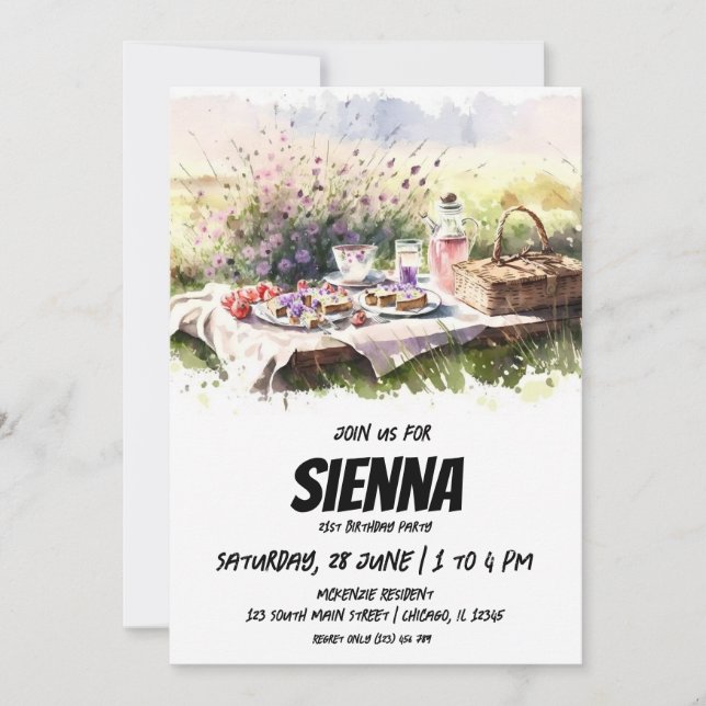 Picnic de verão no campo Convite (Frente)