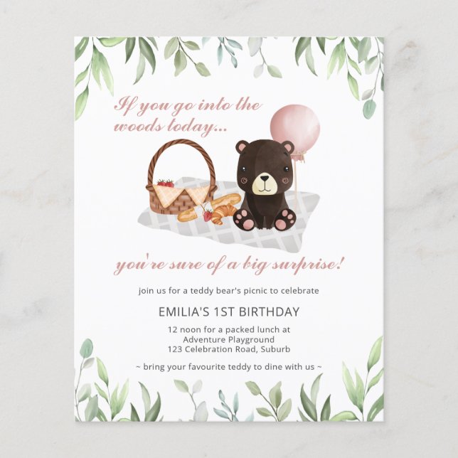 Picnic do Urso de Teddy primeiro aniversario de Or (Frente)