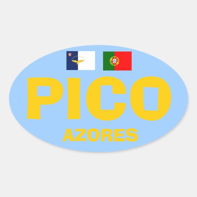 Pico* Açores, autocolante ao estilo europeu (Frente)