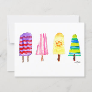 Picolés de Aquarela Feminina Cartões de Nota Desen