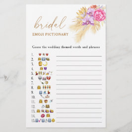 Pictionary para chá de panela de erva de Boho pamp