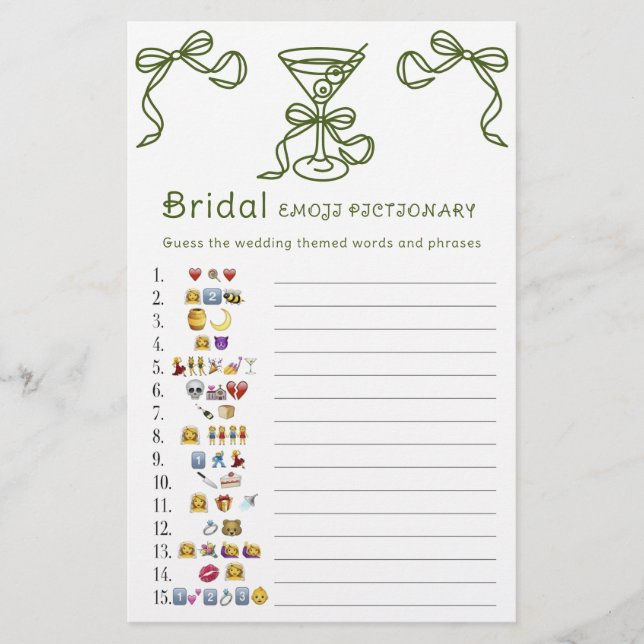 Pictionary para Chá de panela Martini (Frente)