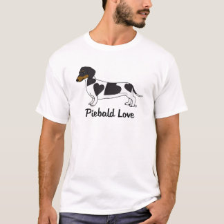 Piebald Love Dachshund T-Shirt (marcas pretas)