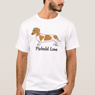 Piebald Love Dachshund T-Shirt (marcas vermelhas)