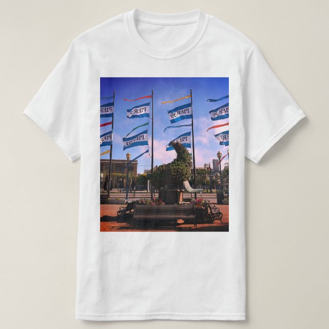 Pier 39 Estátua de Leão Marinho #1-2 T-shirt (Frente do Design)