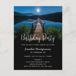 Píer à noite com convite de aniversário de lua che