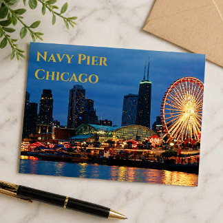 Pier de marinho _à noite Cartão Postal de Chicago