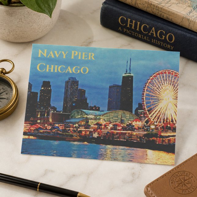 Pier de marinho _à noite Cartão Postal de Chicago (Criador carregado)