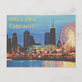 Pier de marinho _à noite Cartão Postal de Chicago