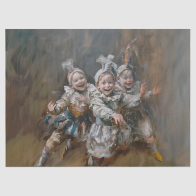 Pierrots - Papel Tecido Estilo de Pintura de Óleo (Frente )