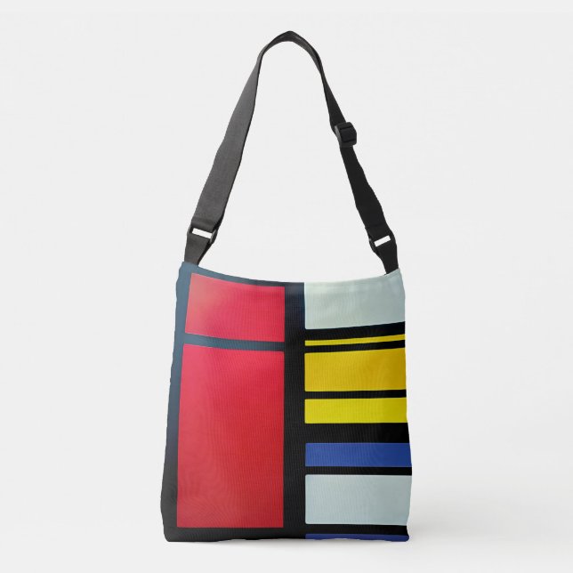 Piet Mondrian Inspirou Abstrato Bolsa de corpo cru (Frente)