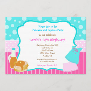 Pijamas e convites do aniversário da panqueca