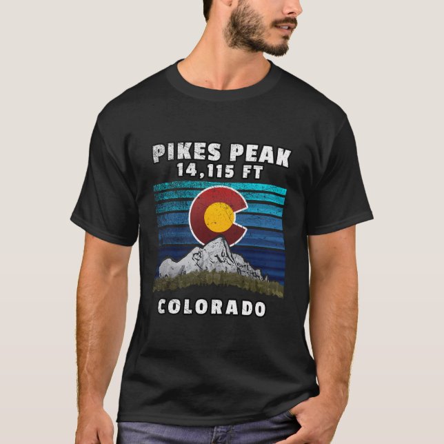 Pikes Peak Colorado Flag Considerou Camisa De Capa (Frente)