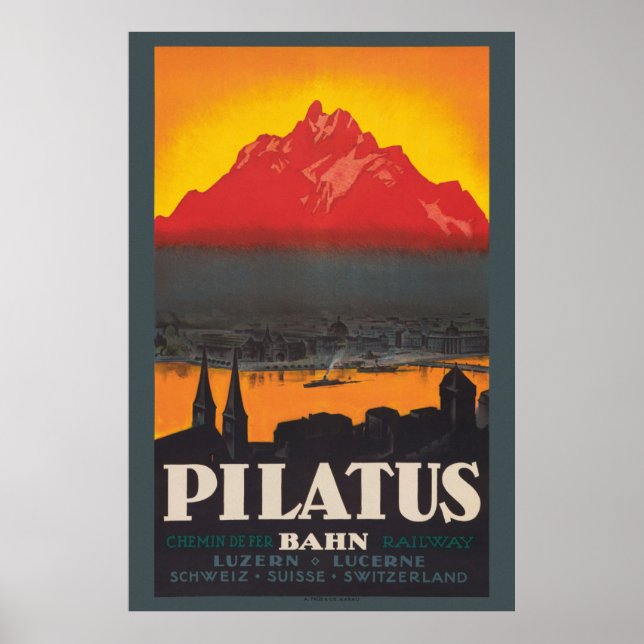 Pilatus Bahn Switzerland Vintage Poster 1910 (Frente)