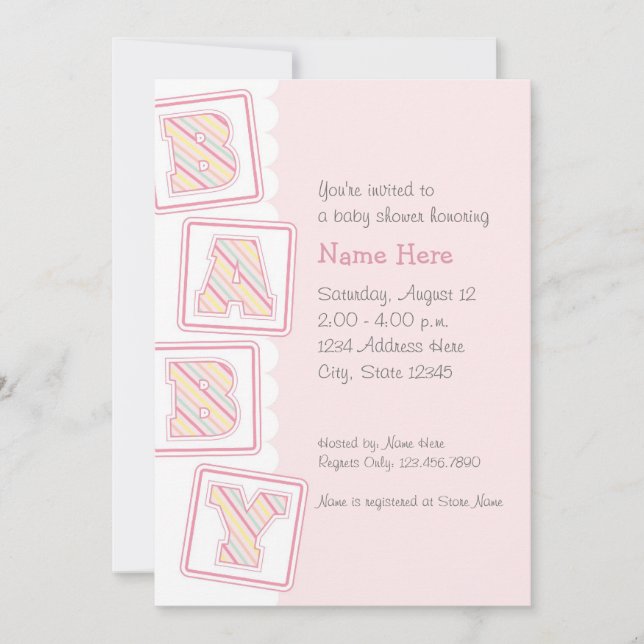 Pilha de convite do chá dos blocos do bebê (Frente)