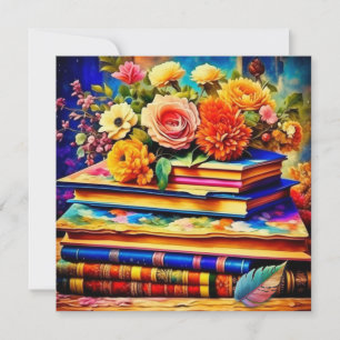 Pilha de Livros Antigos e Flores