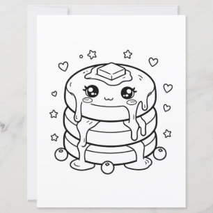 Pilha de panquecas kawaii para colorir